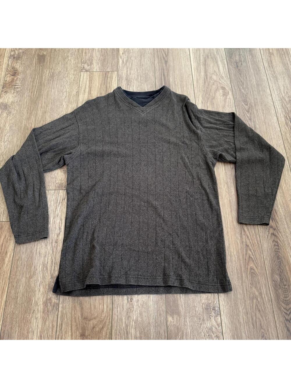Vintage Haggar Mens M Ribbed Striped V-Neck Sweater